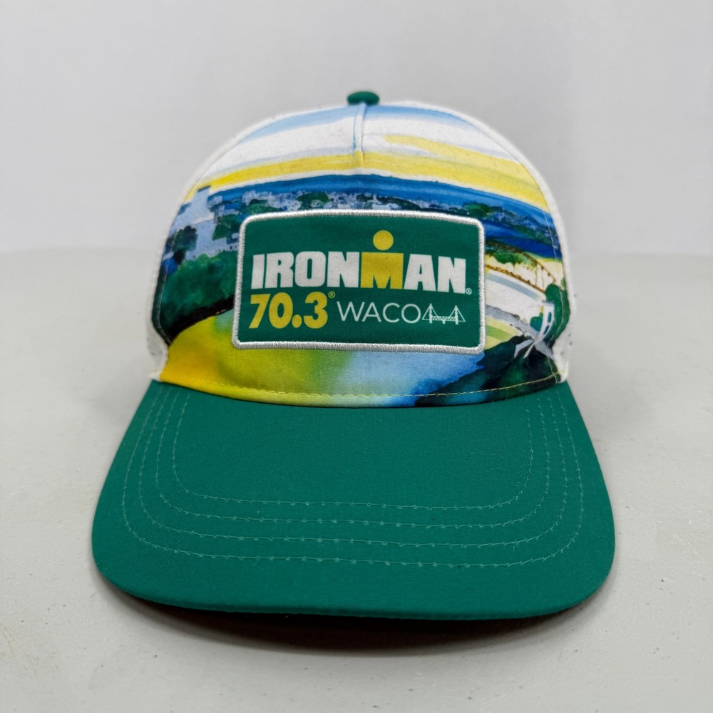 BOCO Gear Ironman 70.3 Waco Hat Mens OSFM Green White Perforated Running Cap‎